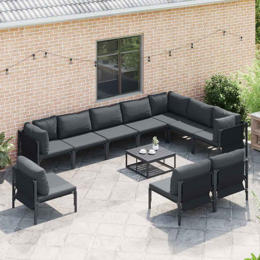 vidaXL Tuin Sofa Set 11 pcs Antraciet Staal