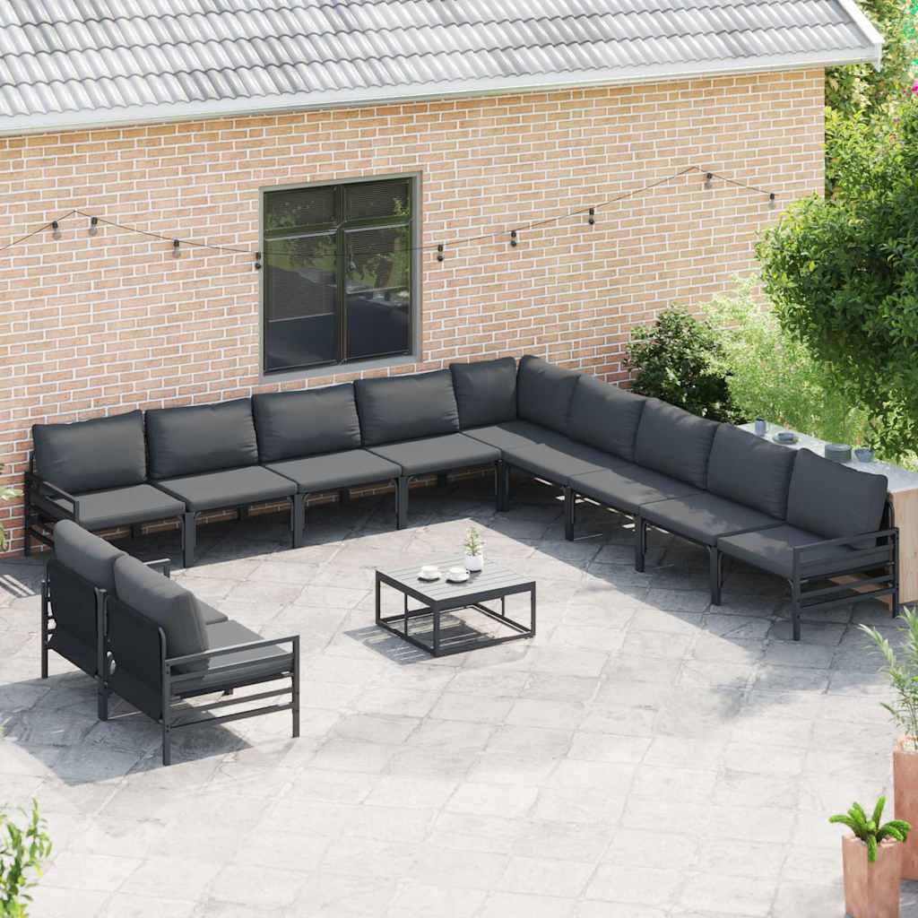 vidaXL Tuin Sofa Set 11 pcs Antraciet Staal