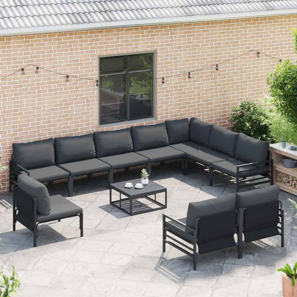 vidaXL Tuin Sofa Set 11 pcs Antraciet Staal
