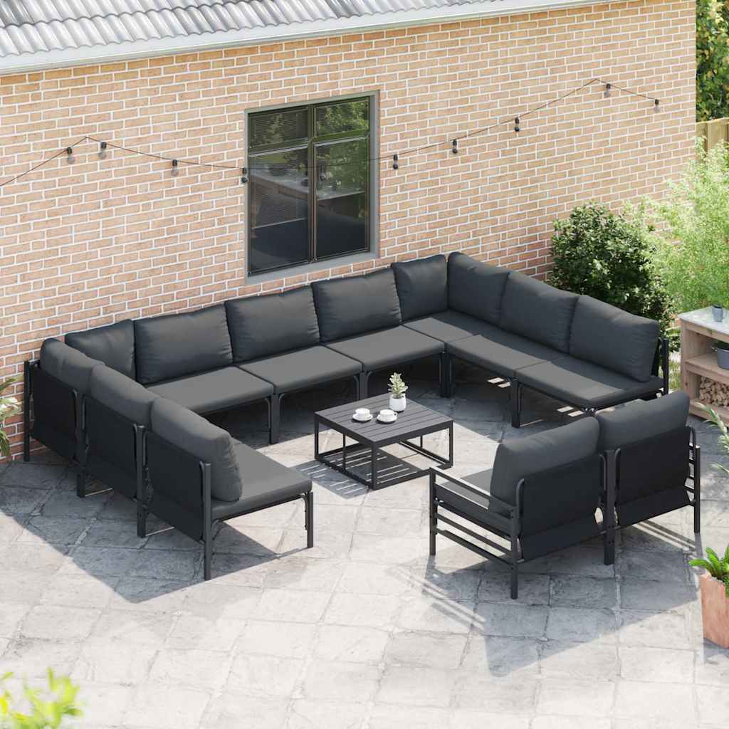 vidaXL Tuin Sofa Set 12 pcs Antraciet Staal