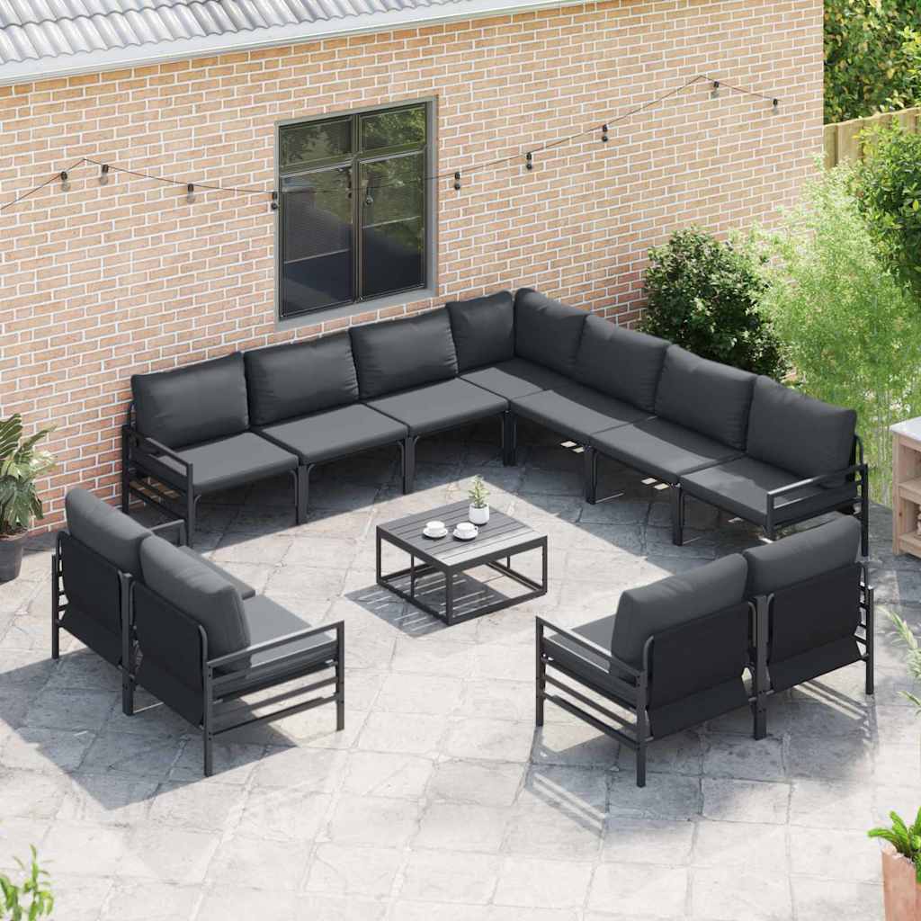 vidaXL Tuin Sofa Set 12 pcs Antraciet Staal