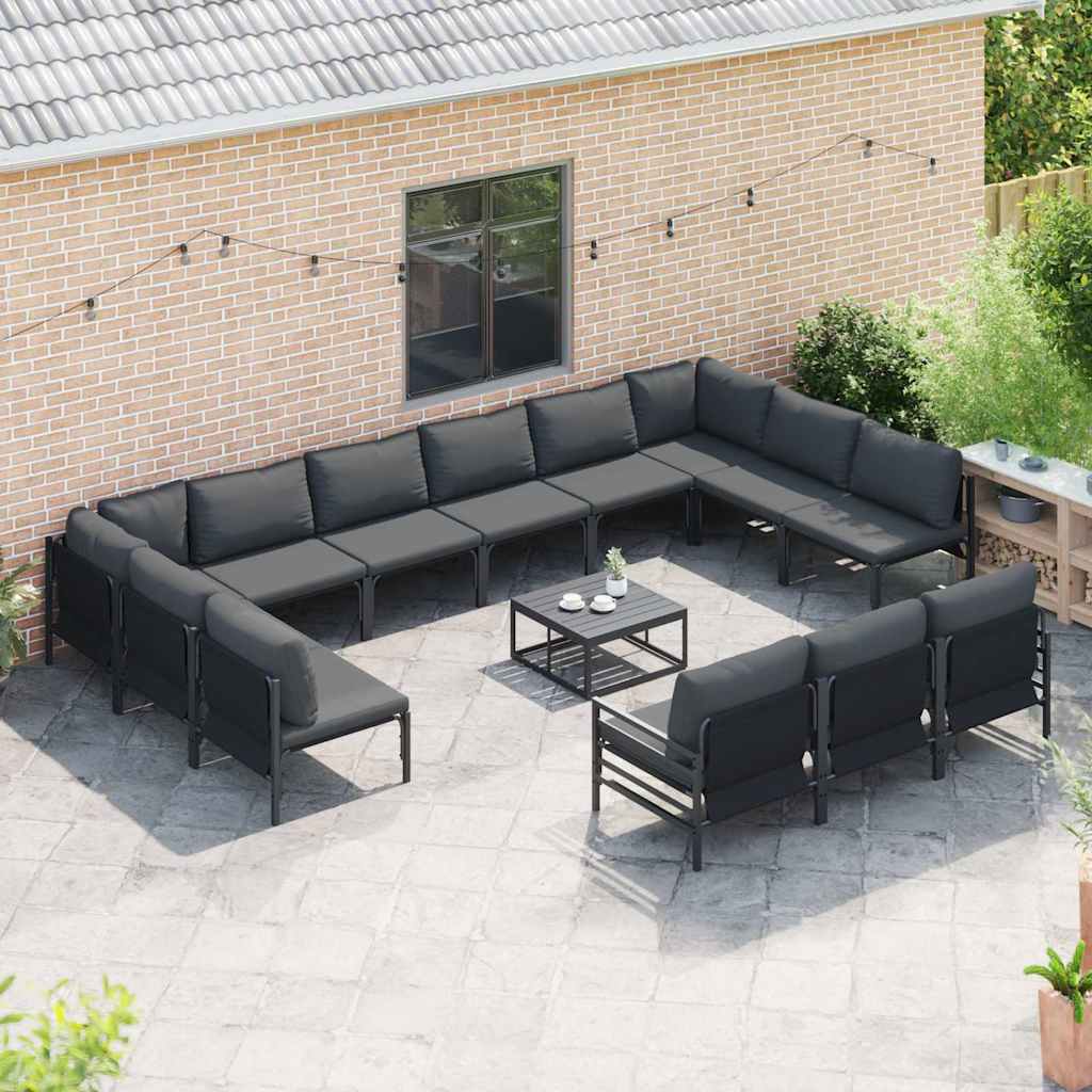 vidaXL Tuin Sofa Set 14 pcs Antraciet Staal