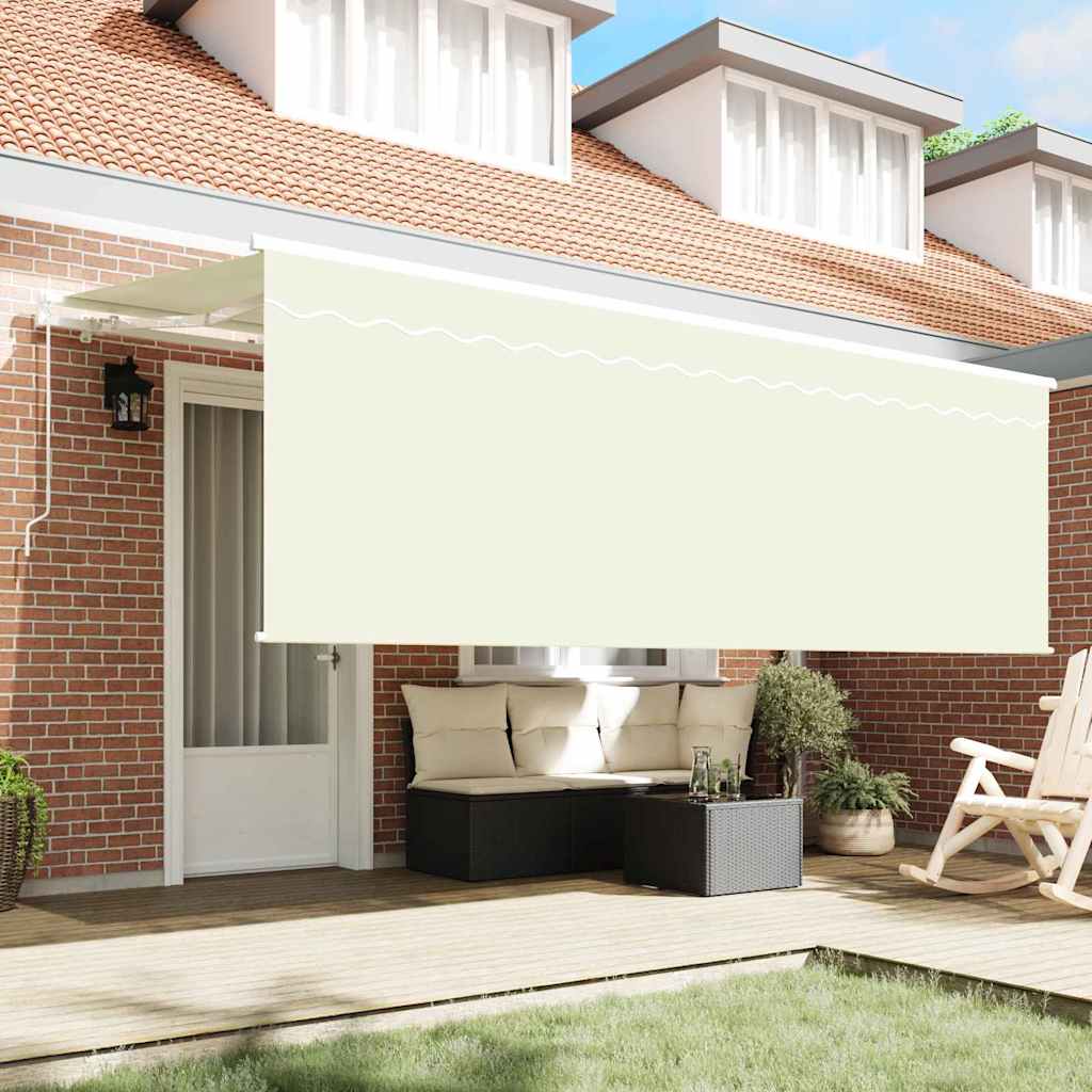 vidaXL Zonnescherm met Screen Crème 350 x 200 x 120 cm Stof, Metaal