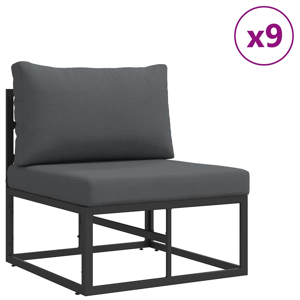 vidaXL Tuin Sofa Set met kussen 14 pcs Zwart Aluminium