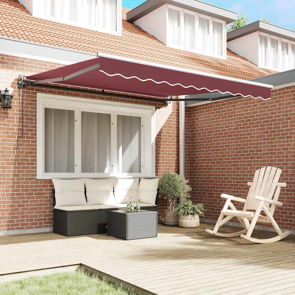 vidaXL Inklapbaar Zonnescherm Bordeaux Rood 350x250 cm Stof