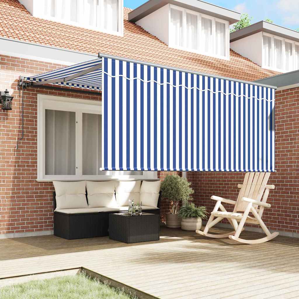 vidaXL Inklapbaar Zonnescherm Blauw en wit 300 x 250 cm Stof