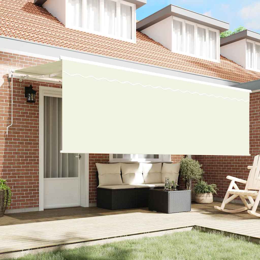 vidaXL Inklapbaar Zonnescherm Crèmekleurig en wit 400 x 200 cm