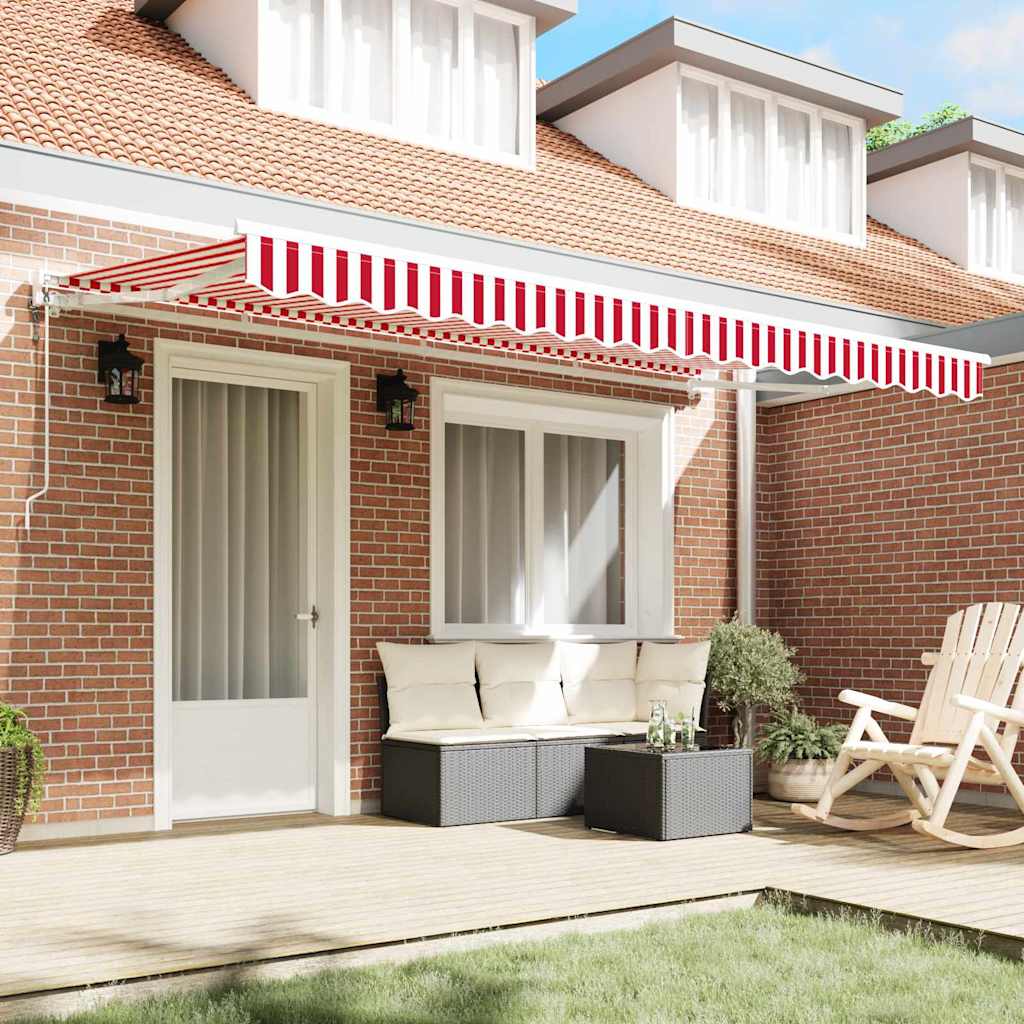 vidaXL Inklapbaar Zonnescherm Rood en Wit 400x200 cm Stof