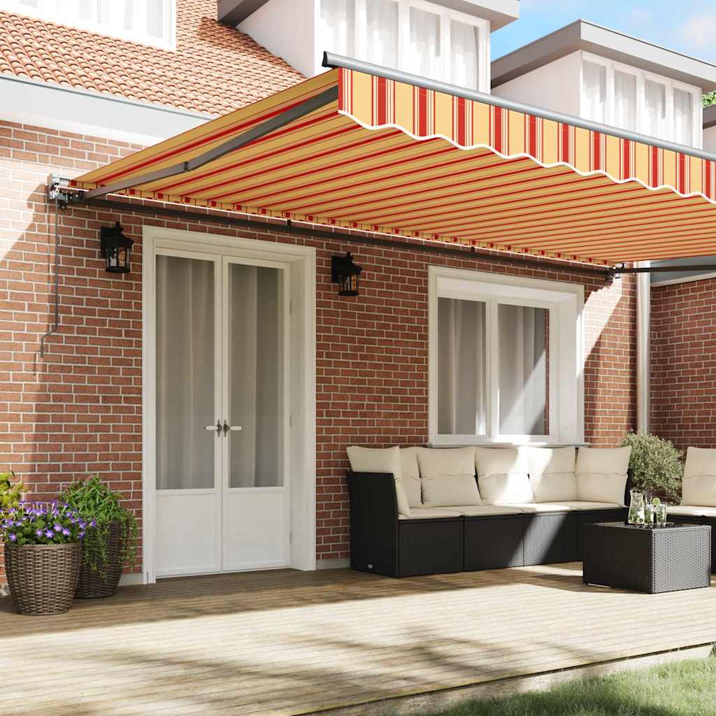 vidaXL Inklapbaar Zonnescherm Handmatig Geel en Oranje 500x300 cm Stof