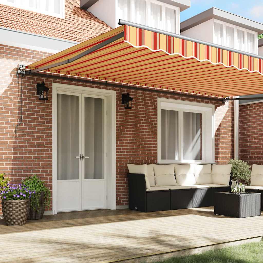 vidaXL Inklapbaar Zonnescherm Handmatig Geel en Oranje 500x300 cm Stof