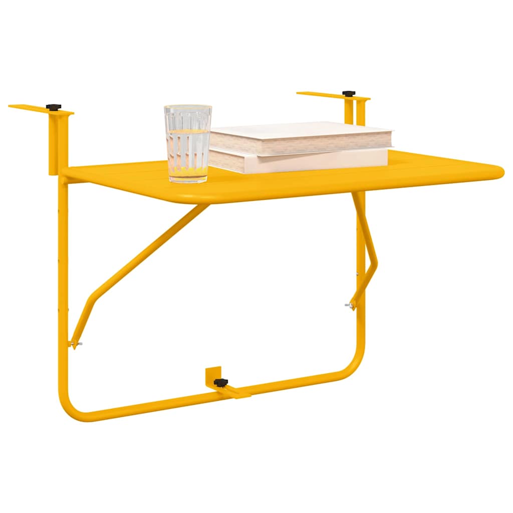 vidaXL Hangende Balkon Tafel Geel 60 x 39 x 65 cm Staal