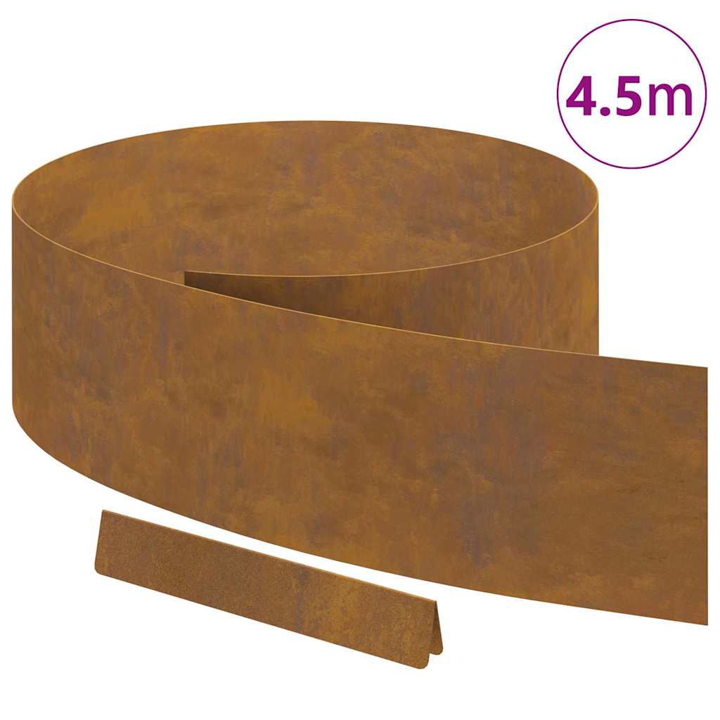 vidaXL Tuin Grasperkafwerking Roestig 450 x 20 cm Cortenstaal
