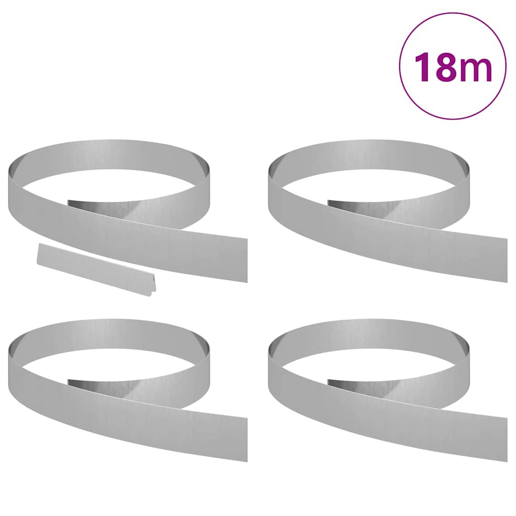 vidaXL Tuin Grasperkafwerking 4 pcs Zilver 450 x 10 cm
