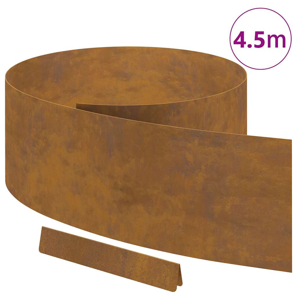 vidaXL Tuin Grasperkafwerking Roestig 450 x 25 cm Cortenstaal