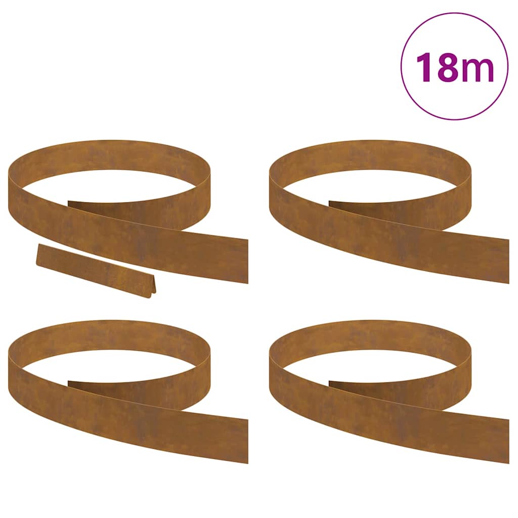 vidaXL Tuin Grasperkafwerking 4 pcs Roestig 450 x 10 cm Cortenstaal