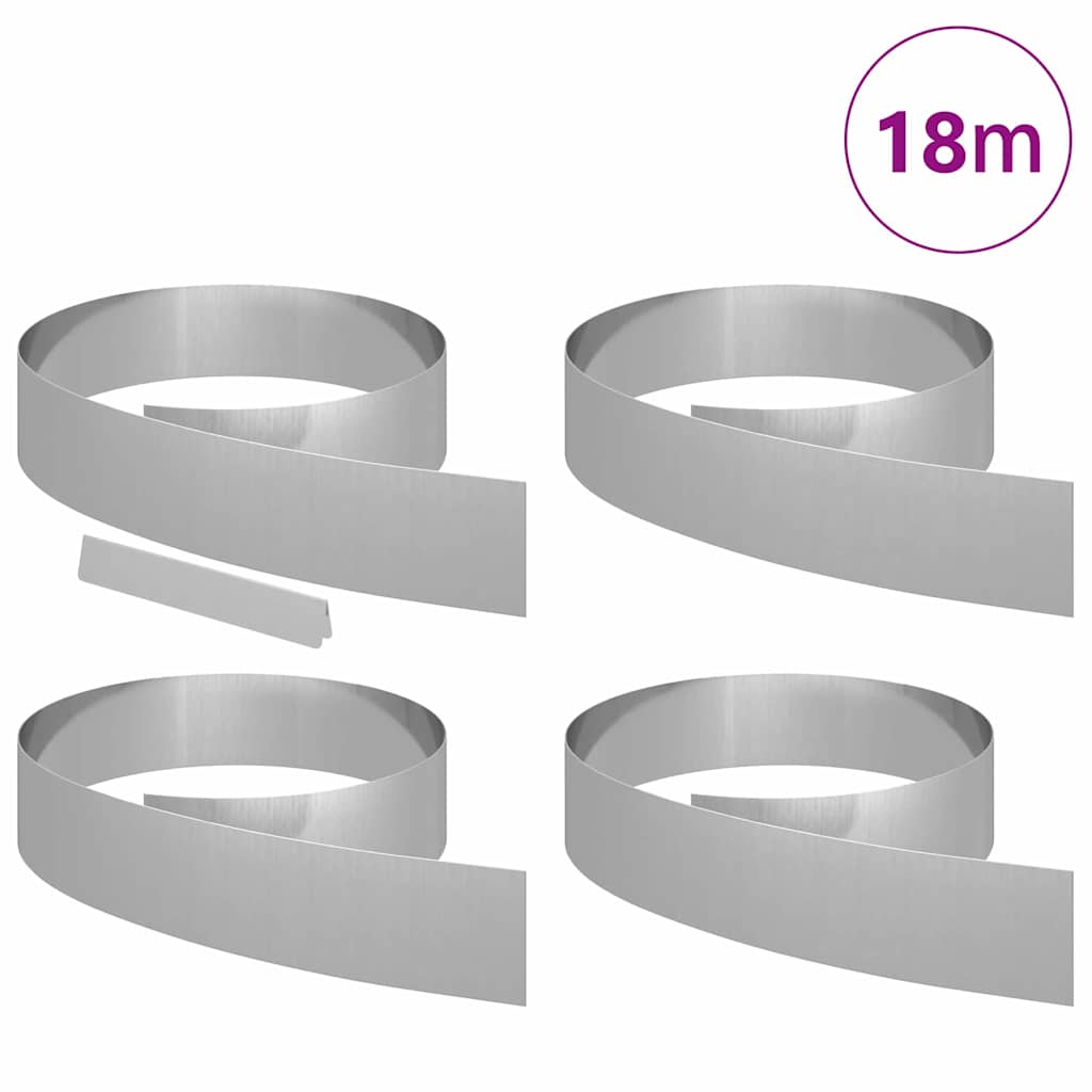 vidaXL Tuin Grasperkafwerking 4 pcs Zilver 450 x 15 cm