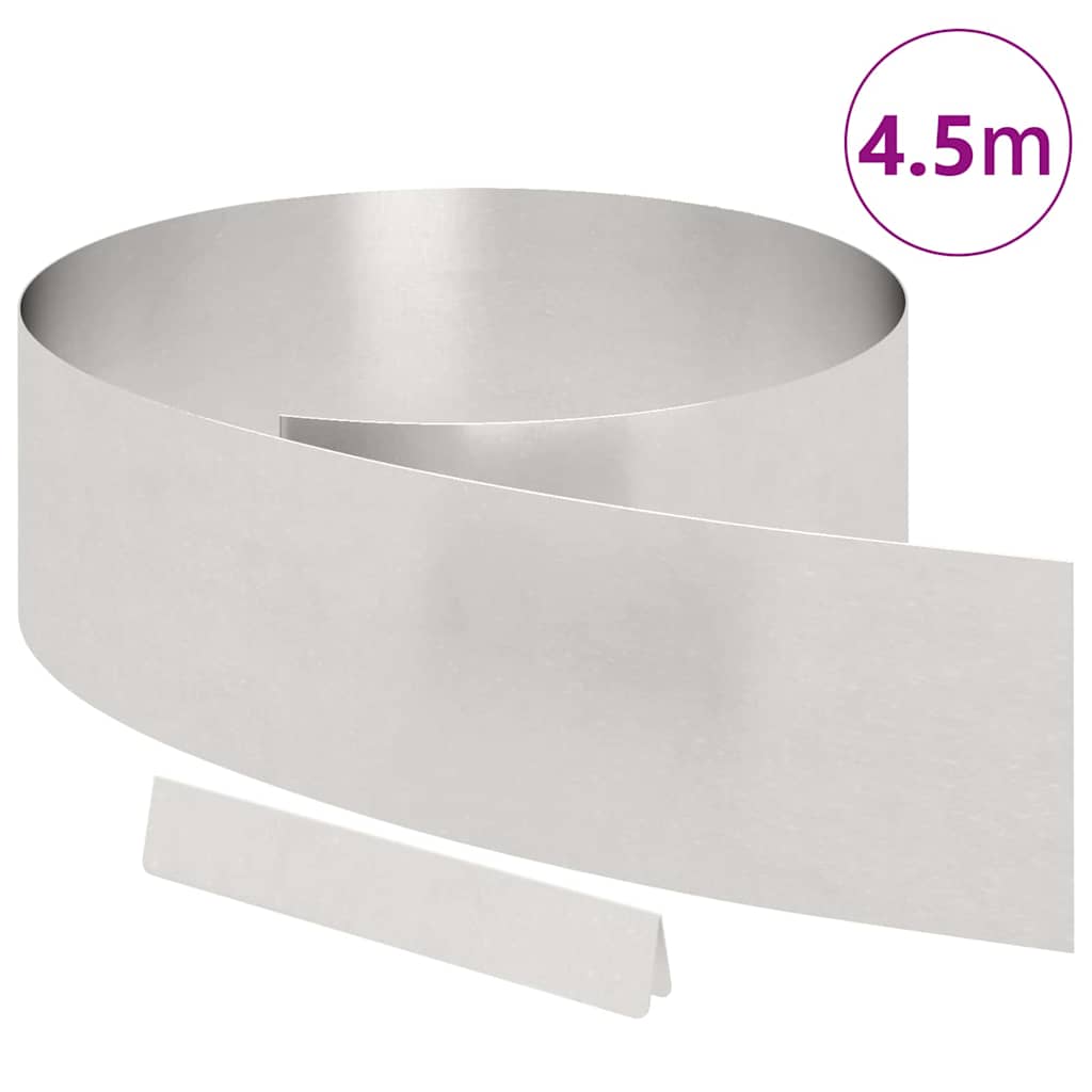 vidaXL Tuin Grasperkafwerking Zilver 450 x 20 cm Roestvrij staal