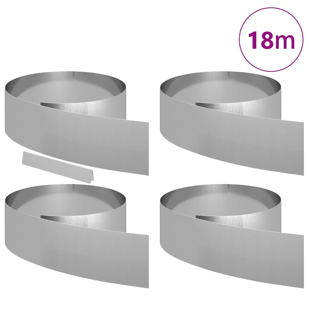 vidaXL Tuin Grasperkafwerking 4 pcs Zilver 450 x 20 cm