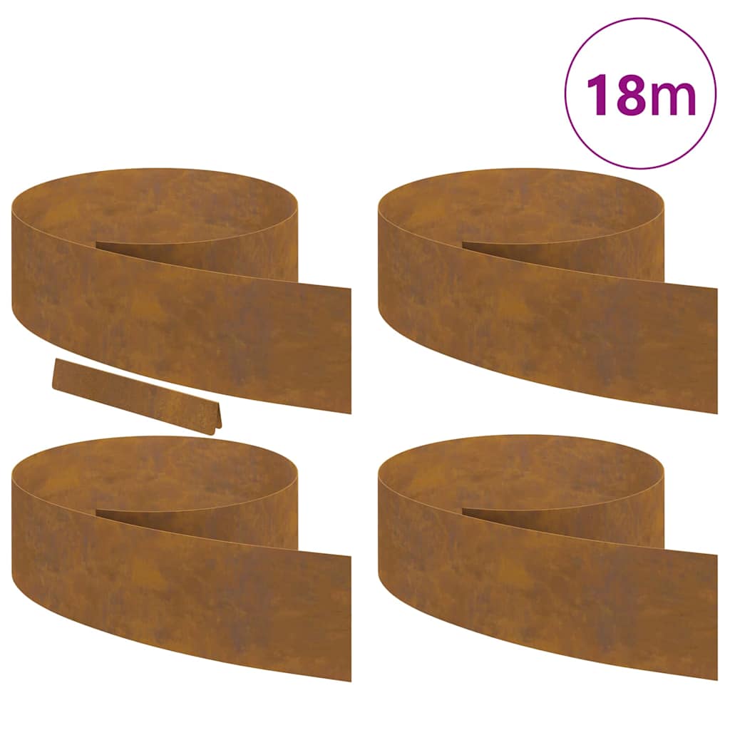 vidaXL Tuin Grasperkafwerking 4 pcs Roestig 450 x 20 cm Cortenstaal