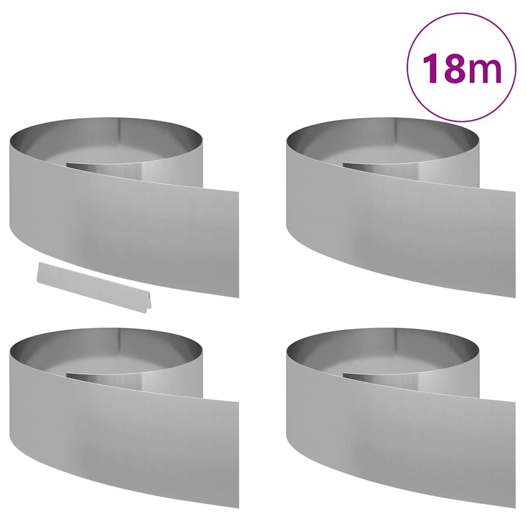 vidaXL Tuin Grasperkafwerking 4 pcs Zilver 450 x 25 cm