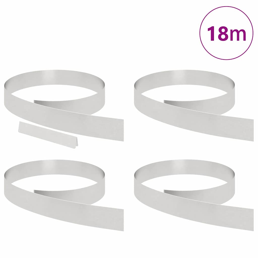 vidaXL Tuin Grasperkafwerking 4 pcs Zilver 450 x 10 cm Roestvrij staal