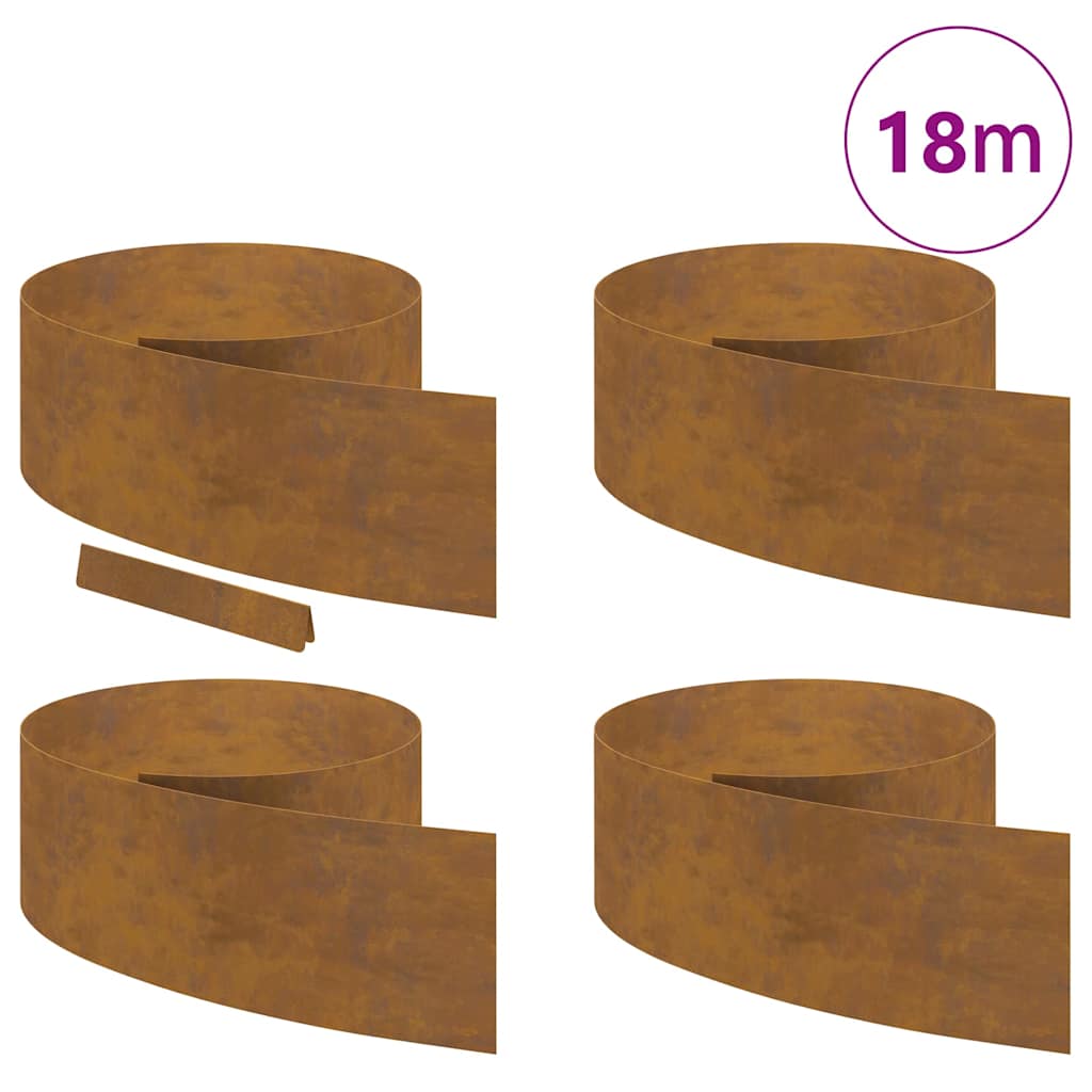 vidaXL Tuin Grasperkafwerking 4 pcs Roestig 450 x 25 cm Cortenstaal