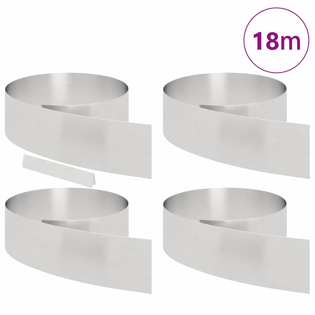 vidaXL Tuin Grasperkafwerking 4 pcs Zilver 450 x 20 cm Roestvrij staal