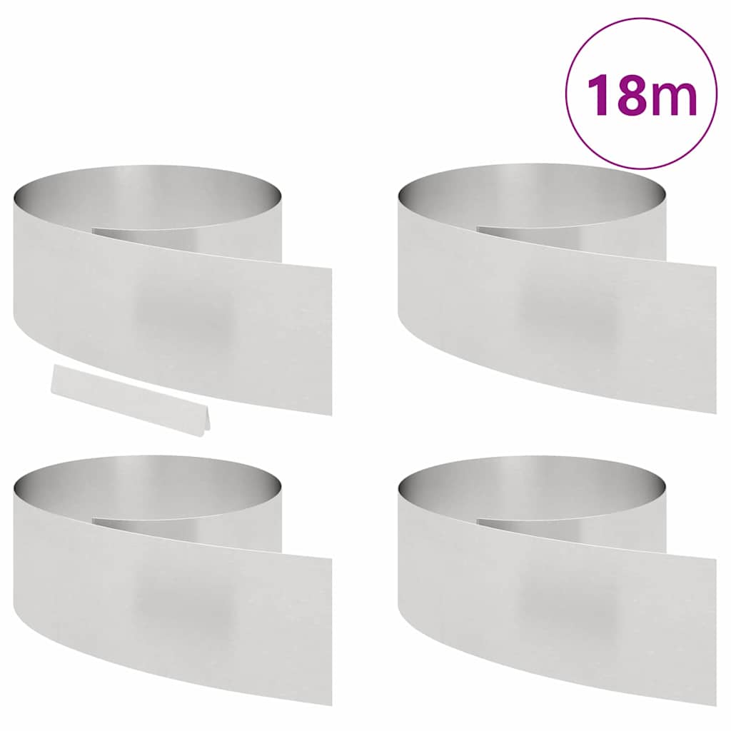 vidaXL Tuin Grasperkafwerking 4 pcs Zilver 450 x 25 cm Roestvrij staal