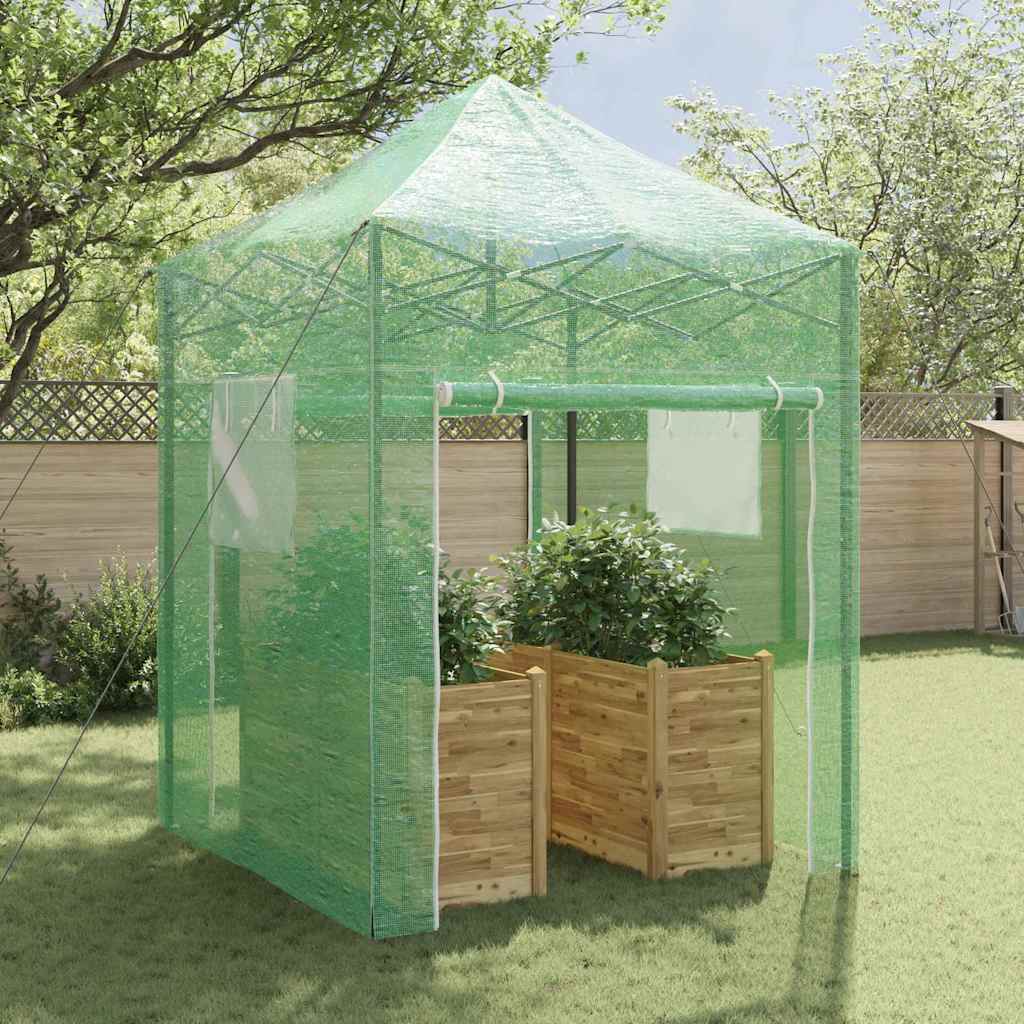 vidaXL Kas met dak Groen 200 x 200 x 300 cm Staal