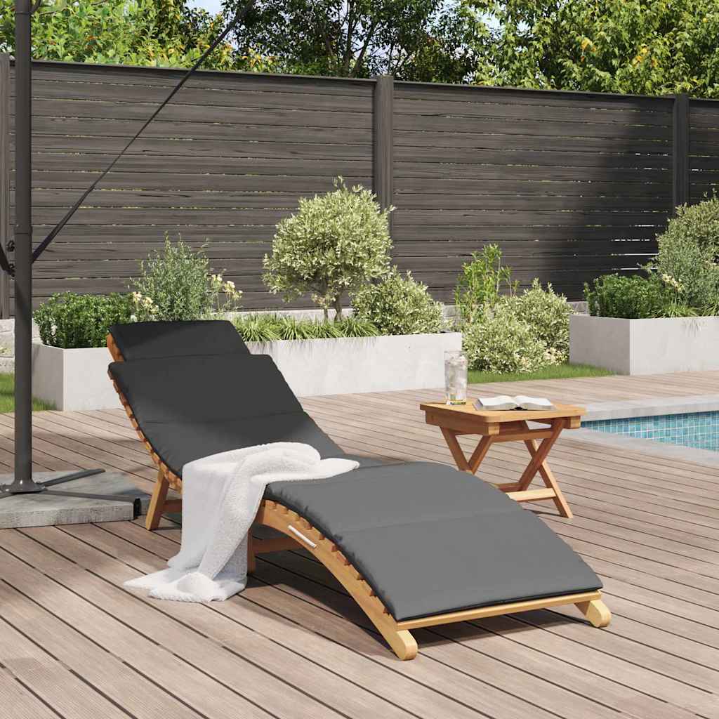 vidaXL Ligstoel Donkergrijs 188 x 55 x 59 cm Massief teakhout