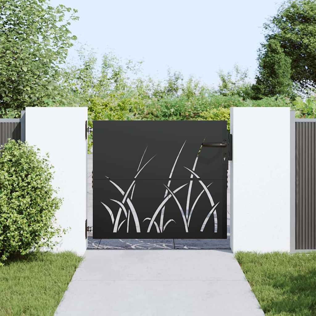 vidaXL Tuinpoort met slot Zwart 105 x 100 cm Poedergecoat staal