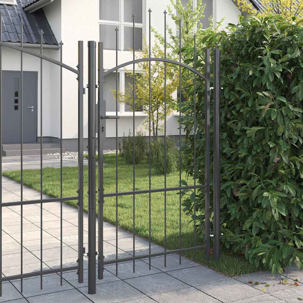 vidaXL Tuinpoort met slot Grijs 100 x 175 cm Staal