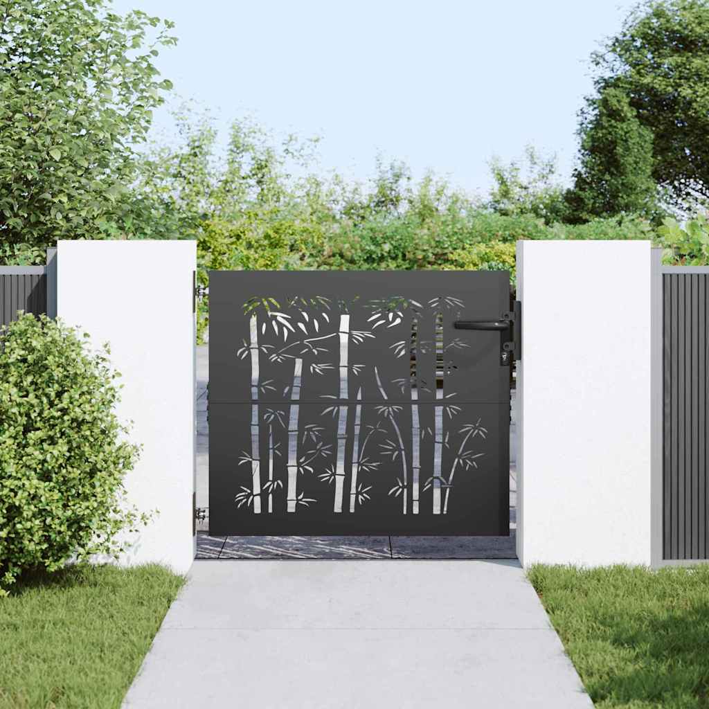 vidaXL Tuinpoort met slot Zwart 105 x 100 cm Poedergecoat staal