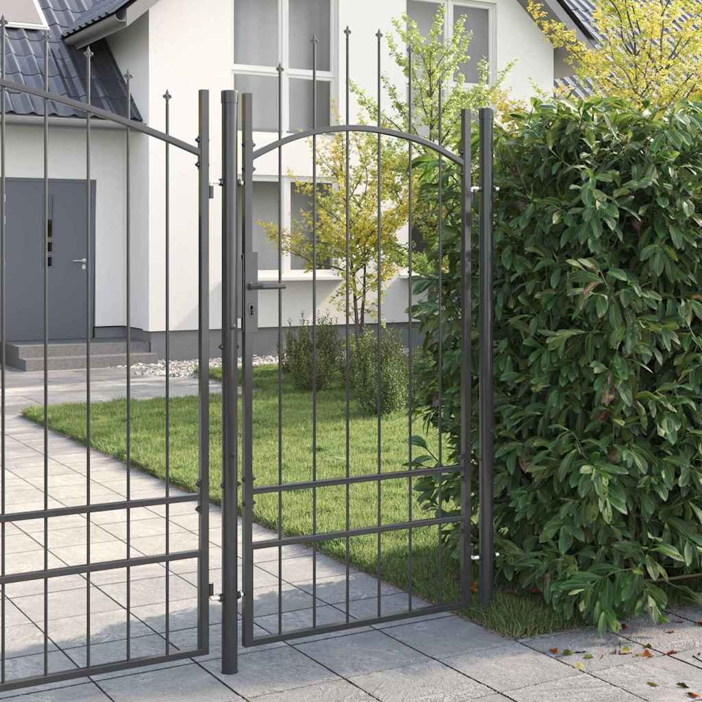 vidaXL Tuinpoort met slot Grijs 100 x 200 cm Staal