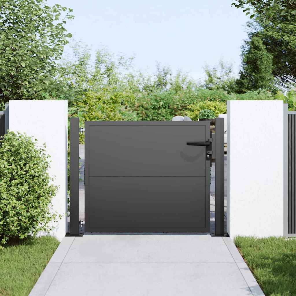 vidaXL Tuinpoort, Tuindeur 105x200 cm Cortenstaal Zwart 100 x 100 cm