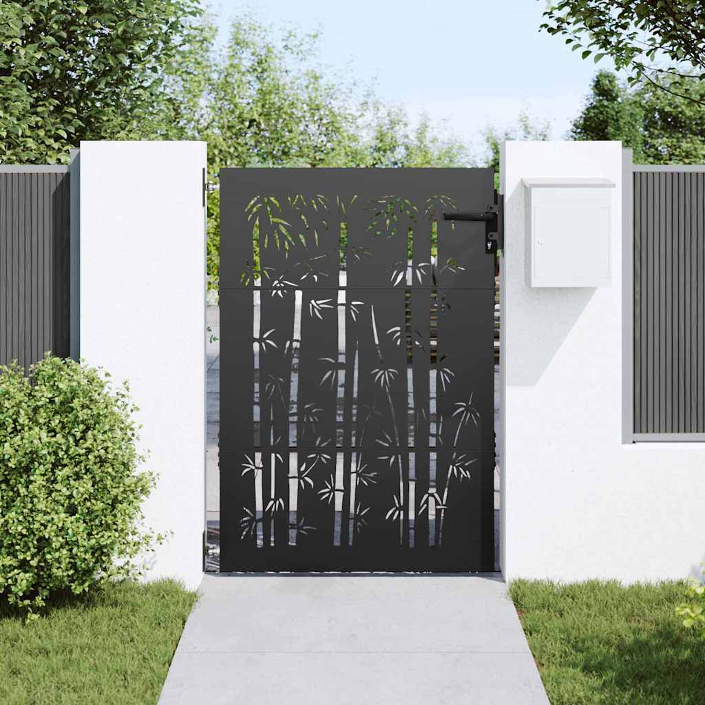 vidaXL Tuinpoort met slot Zwart 105 x 125 cm Poedergecoat staal