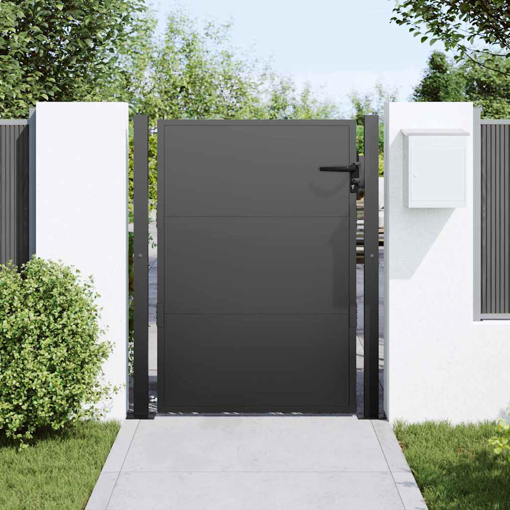 vidaXL Tuinpoort, Tuindeur 105x200 cm Cortenstaal Zwart 100 x 125 cm