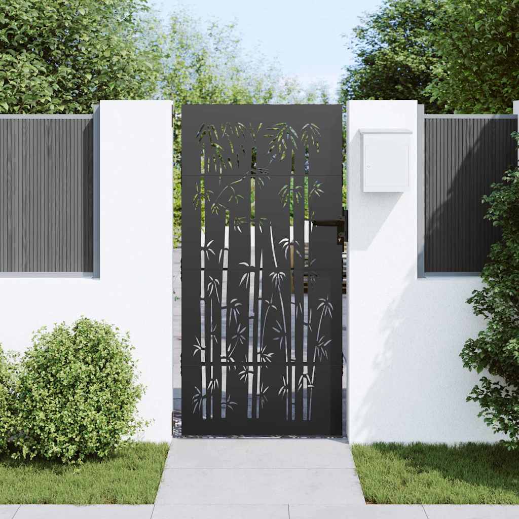 vidaXL Tuinpoort met slot Zwart 105 x 175 cm Poedergecoat staal