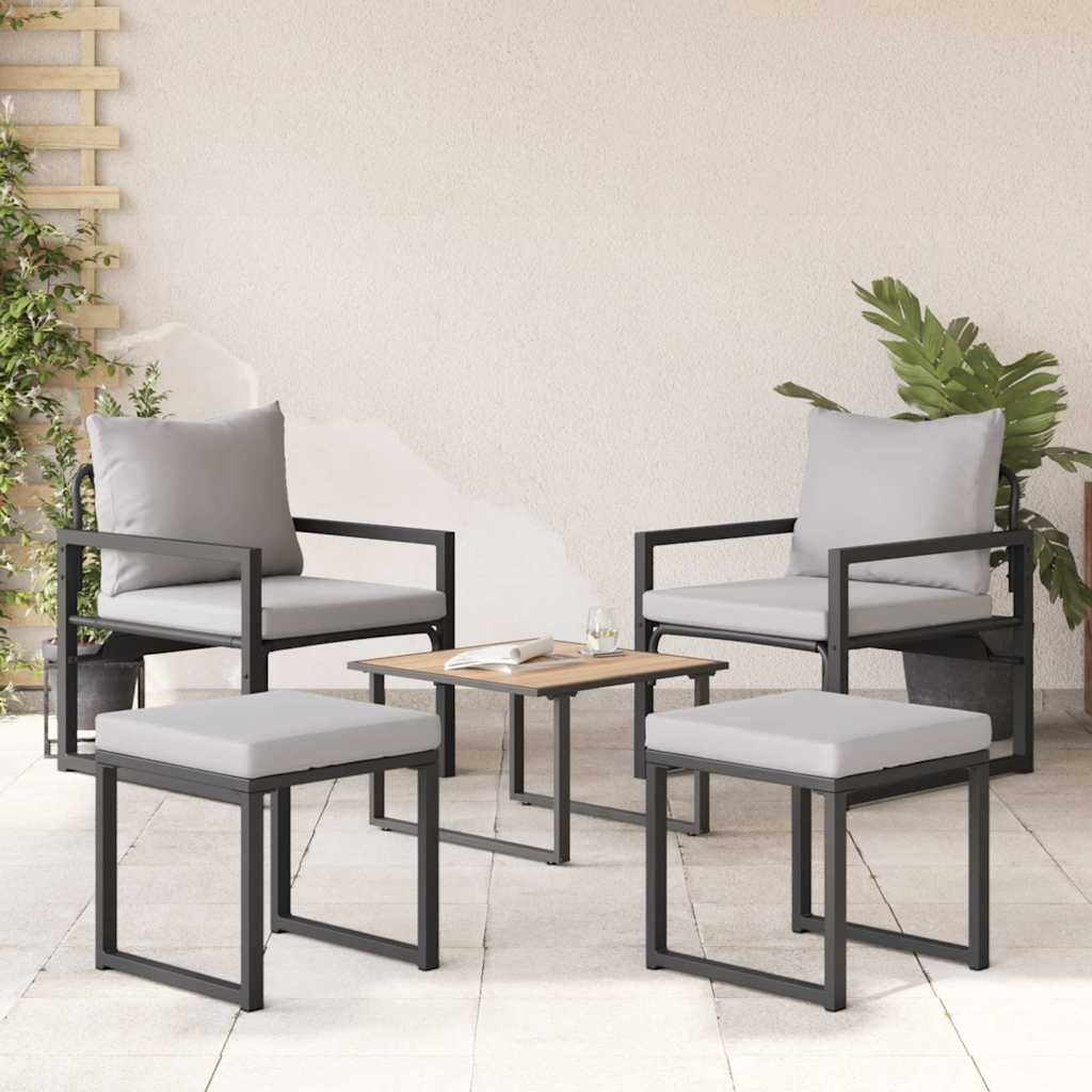 vidaXL Tuin Sofa Set 4 pcs Zwart 61 x 72,5 x 71 cm Staal
