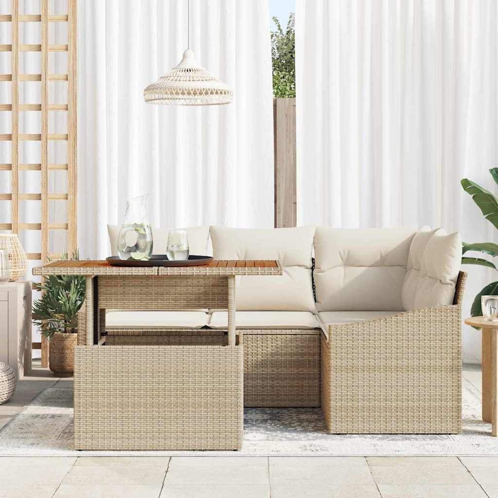 vidaXL Tuin Eetset met kussen met kussen Beige, Crème 100 x 55 x 73 cm