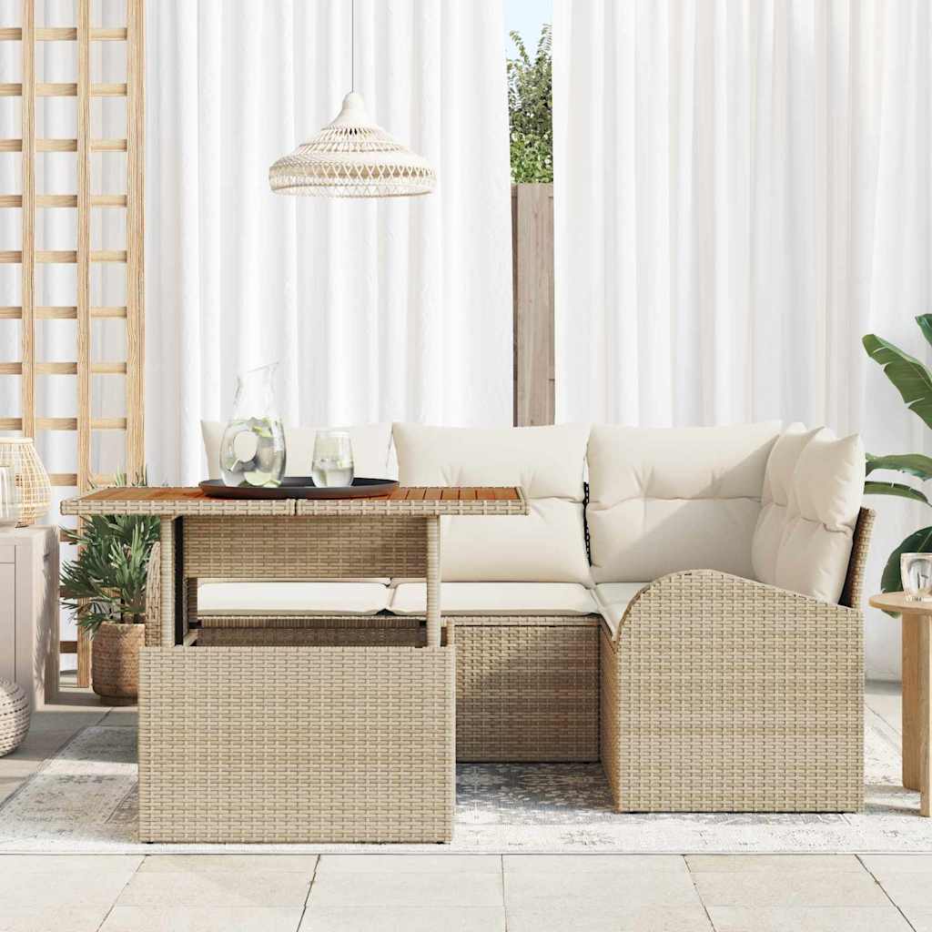 vidaXL Tuin Sofa Set 5 pcs beige en crèmekleurig 100 x 55 x 73 cm