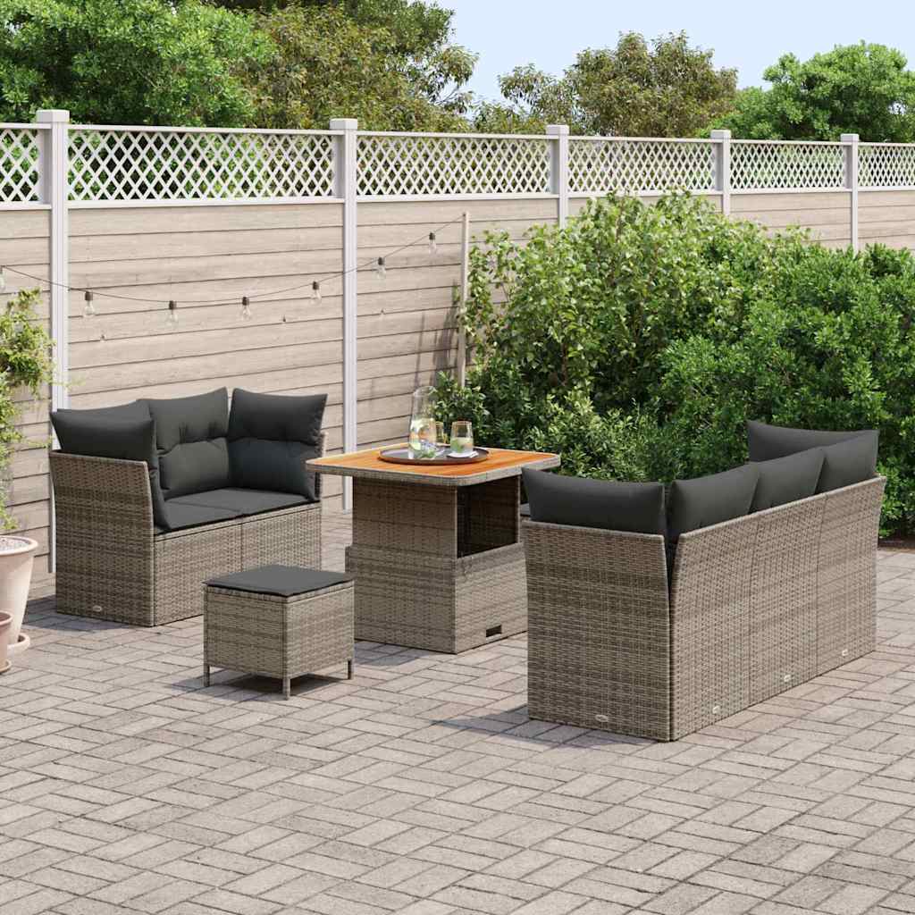 vidaXL Tuin Sofa Set met kussen met opslag 8 pcs Grijs 80 x 80 x 71 cm