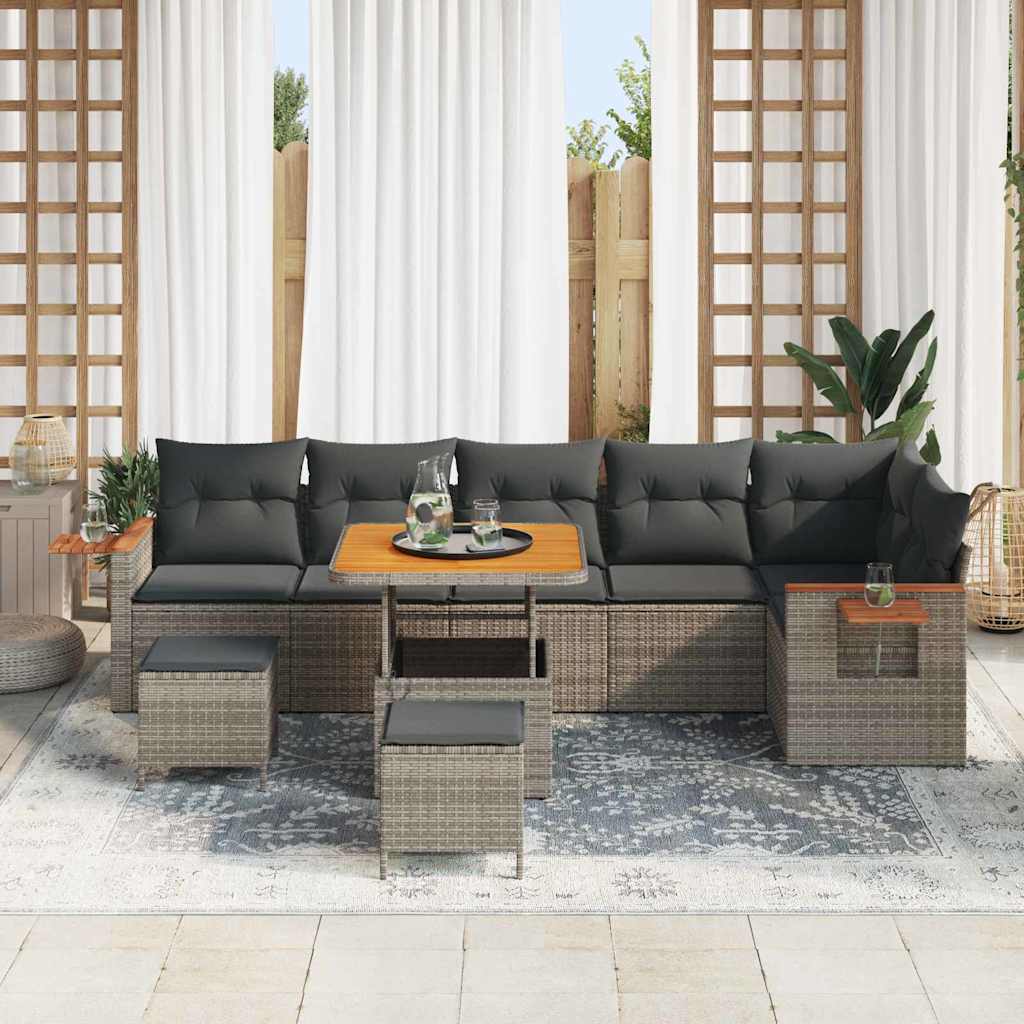 vidaXL Tuin Sofa Set met kussen 9 pcs Grijs 80 x 80 x 71 cm