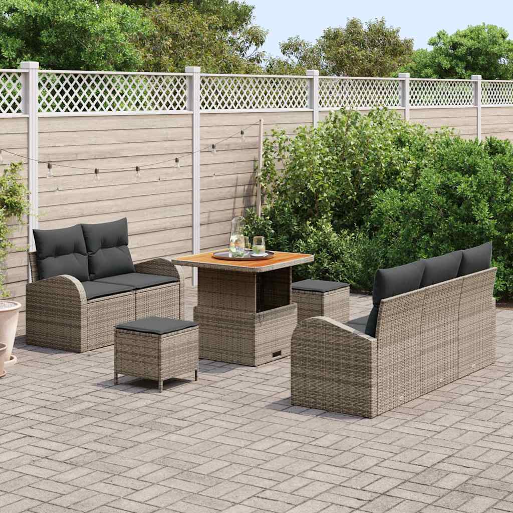 vidaXL Tuin Sofa Set met kussen met opslag 8 pcs Grijs 80 x 80 x 71 cm
