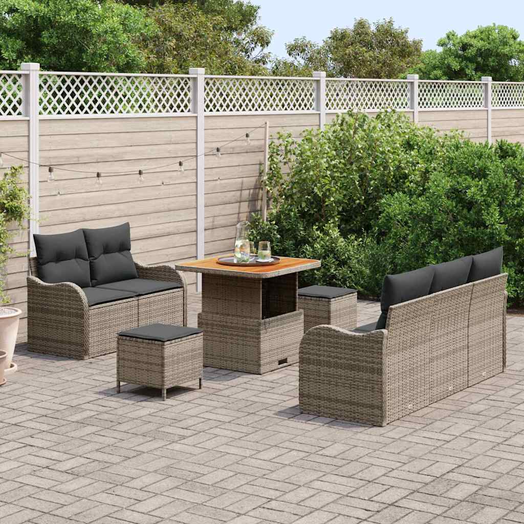 vidaXL Tuin Sofa Set met kussen met opslag 8 pcs Grijs 80 x 80 x 71 cm