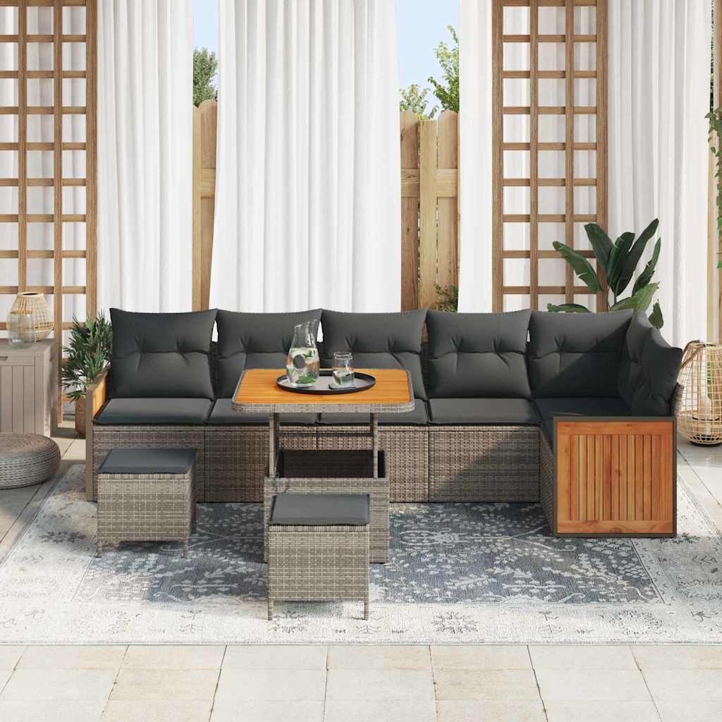 vidaXL Tuin Sofa Set met kussen 9 pcs Grijs 80 x 80 x 71 cm