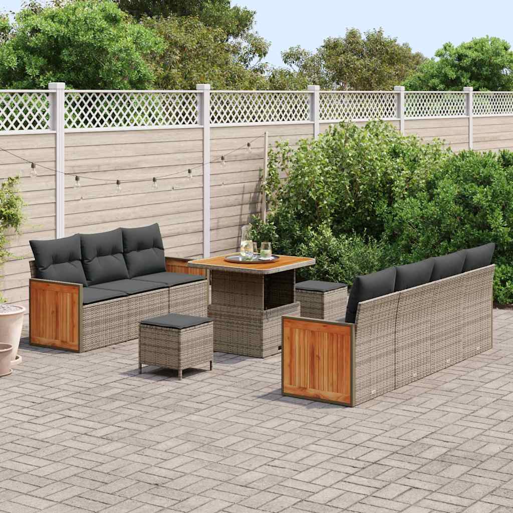 vidaXL Tuin Sofa Set 10 pcs Grijs, Donkergrijs 80 x 80 x 71 cm