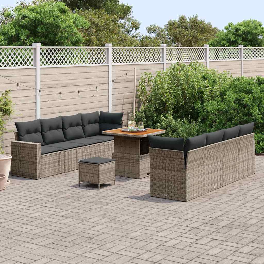 vidaXL Tuin Sofa Set met kussen 11 pcs Grijs 80 x 80 x 71 cm