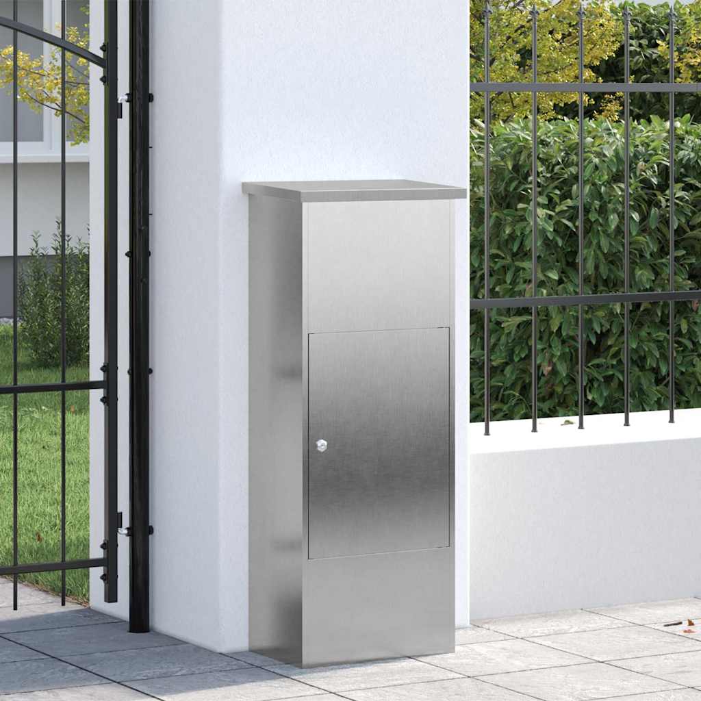 vidaXL Pakket inwerp box Zwart 44.5 x 29 x 110.5 cm Roestvrij staal