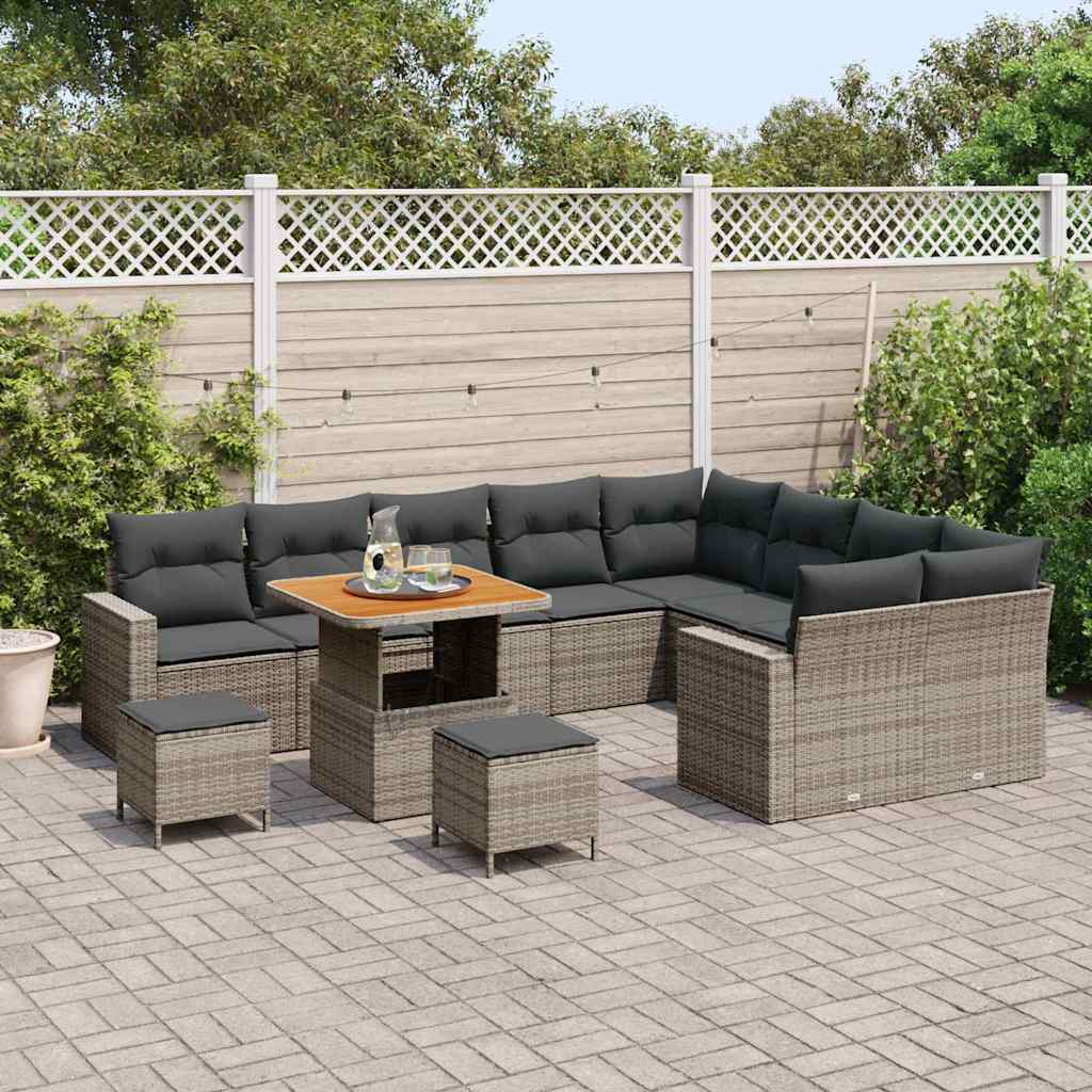 vidaXL Tuin Sofa Set met kussen 12 pcs Grijs 80 x 80 x 71 cm